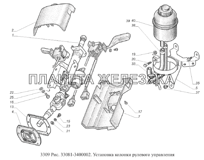 Установка колонки рулевого управления ГАЗ-3309 (Евро 2)